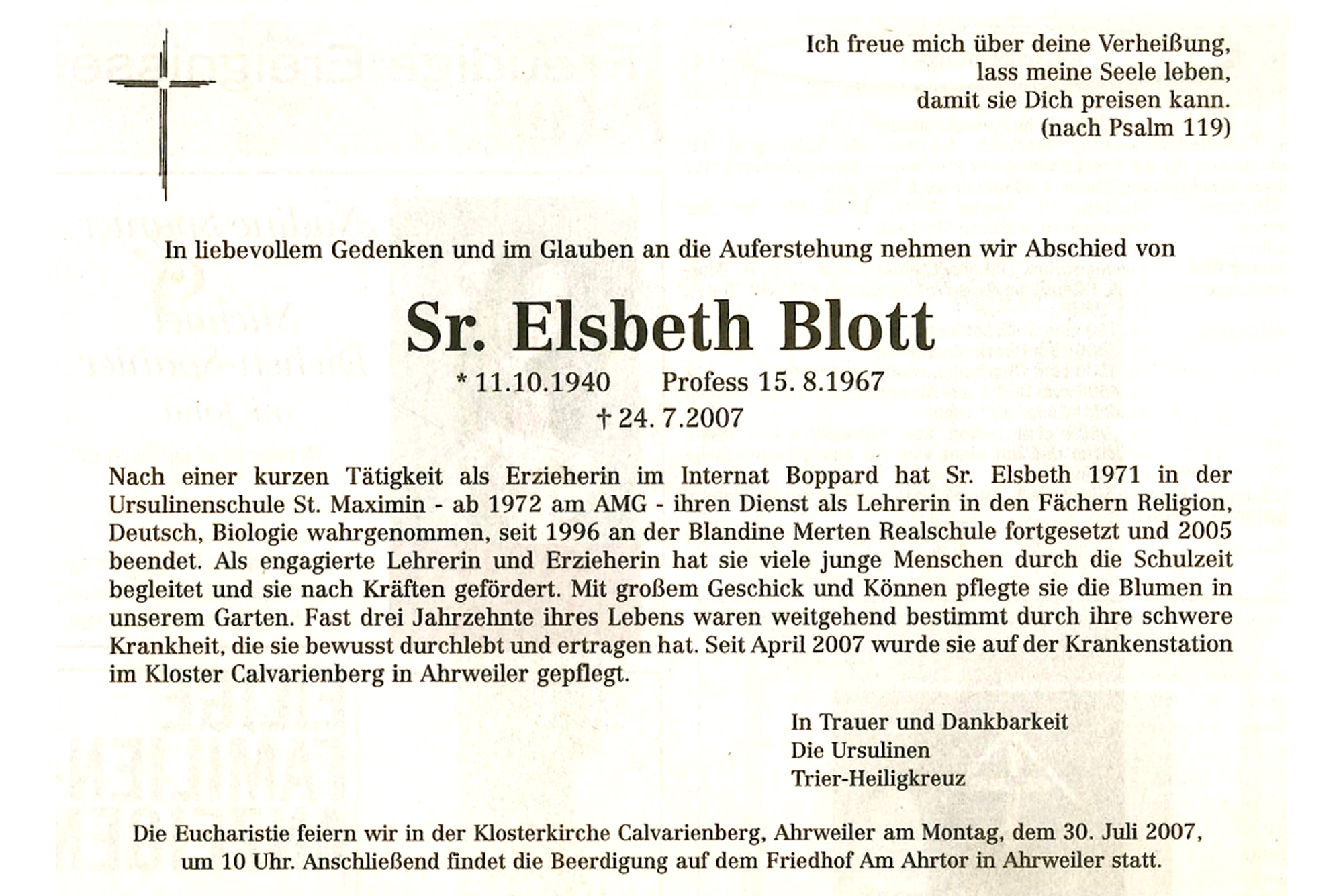 Sr. Elsbeth Blott