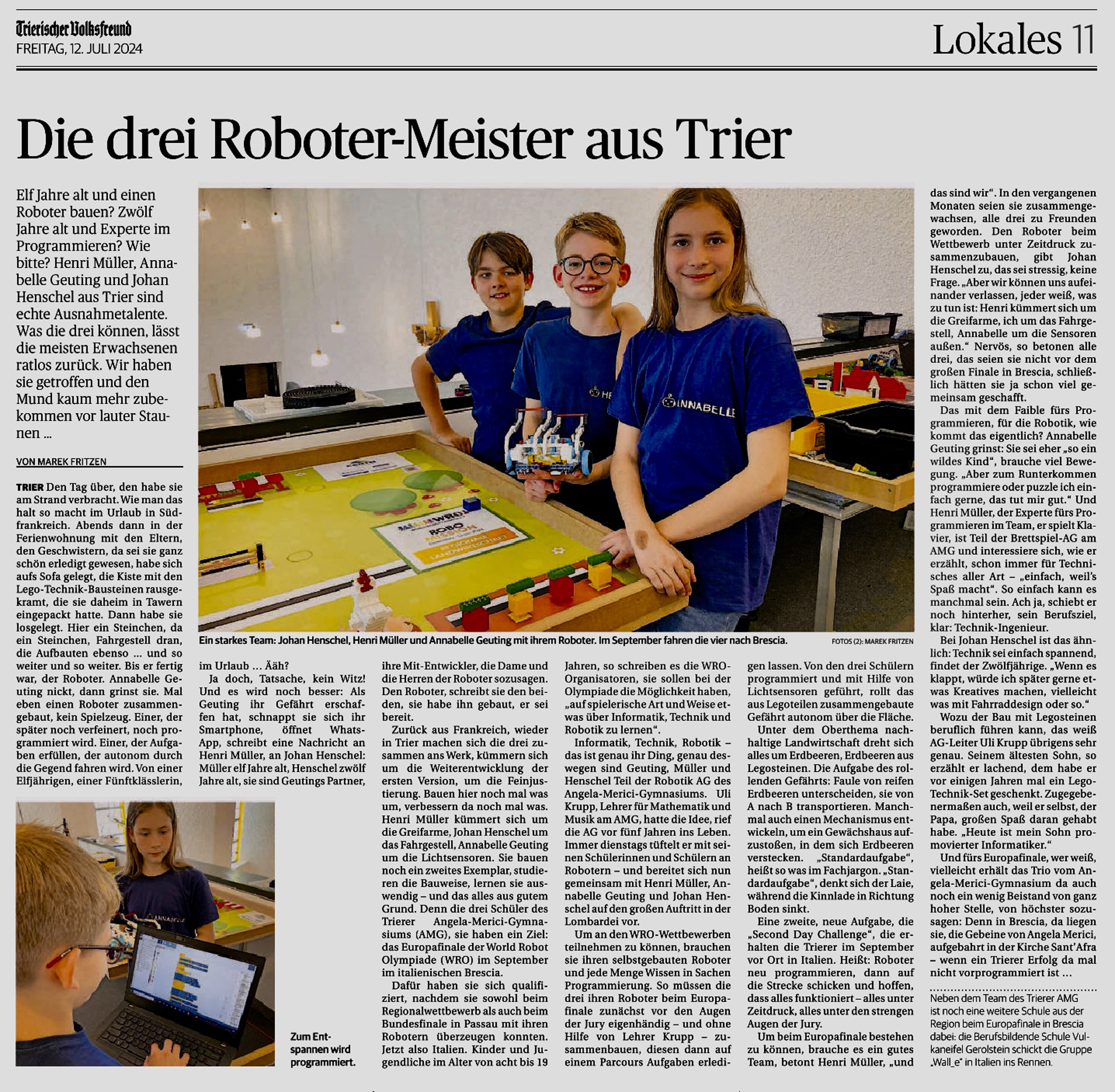 Artikel im Trierischen Volksfreund